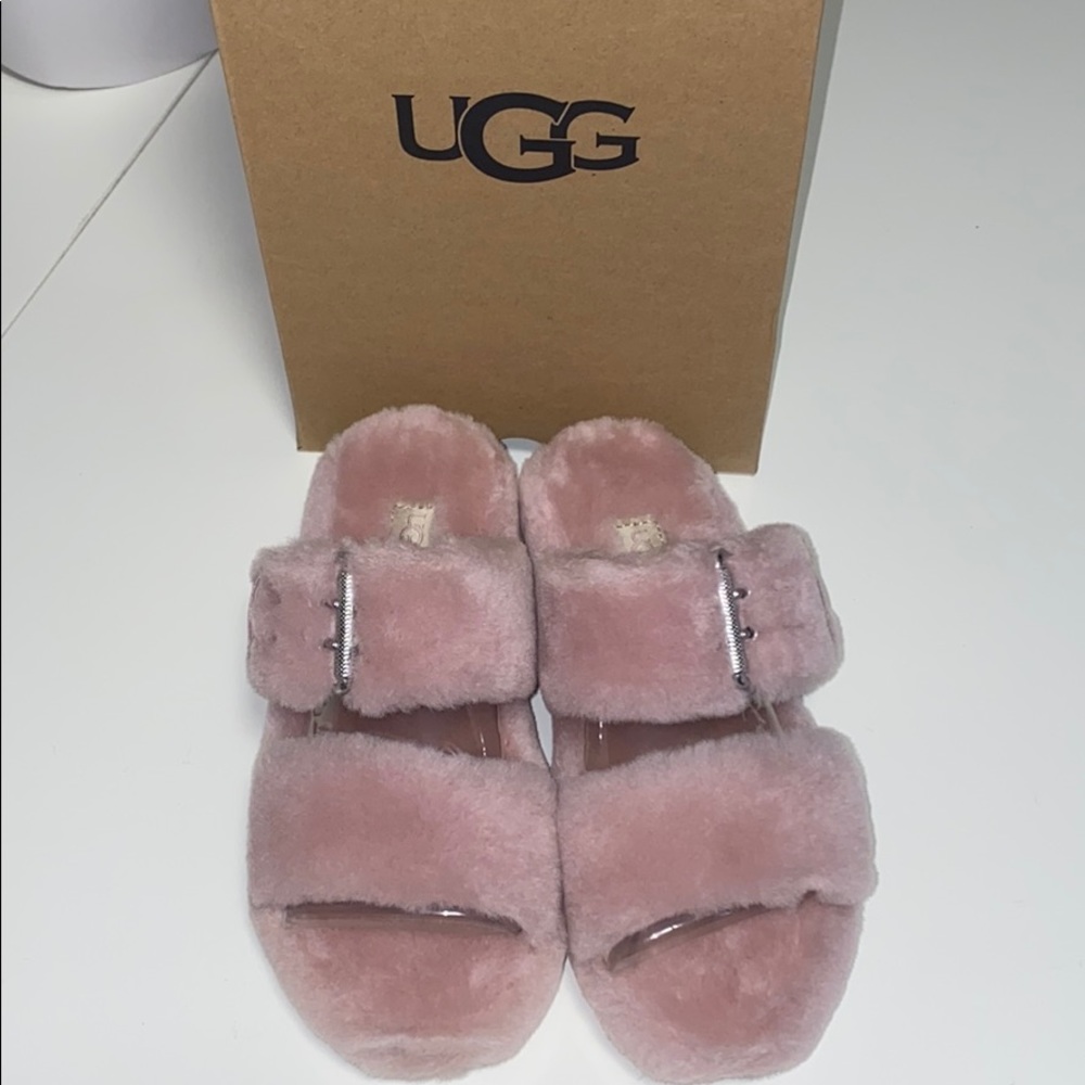 AUTH NIB UGG FUZZ YEAH SLIPPER PINK CRYSTAL US5